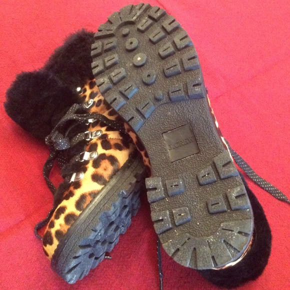 J. Crew Leopard Shearling Nordic Hiker Boots, Sz 8 - Picture 6 of 7